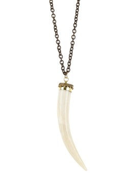 Gunmetal Bone Tusk Pendant Necklace