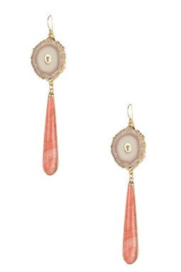 Amethyst Stalactite Coral Double Drop Earrings