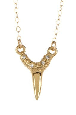 Pave CZ Shark Tooth Pendant Necklace