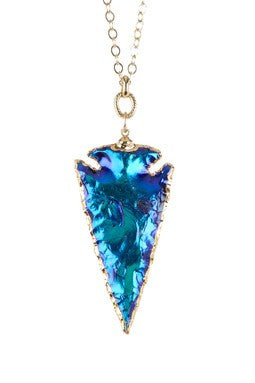 Cobalt Arrowhead Pendant Necklace