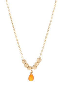 Carnelian Briolette Gold Nugget Necklace