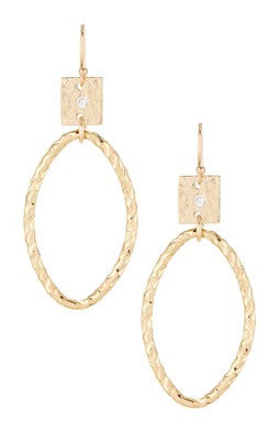 Pave CZ Diamond Cut Hoop Earrings