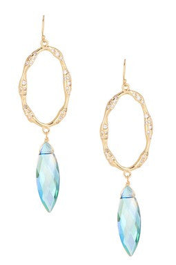 Marquise Crystal CZ Hoop Drop Earrings