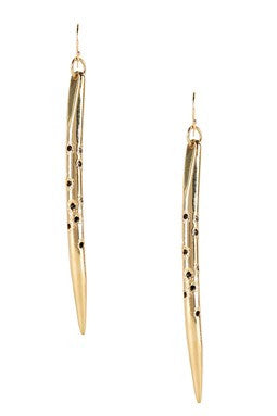 Black CZ Spike Dangle Earrings