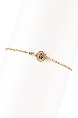 CZ Evil Eye Charm Chain Bracelet