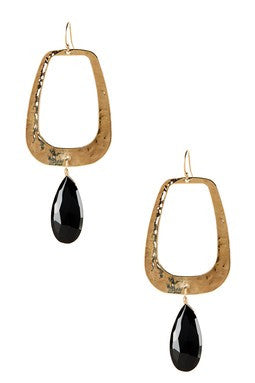 Hammered Jasper Briolette Hoop Dangle Earrings