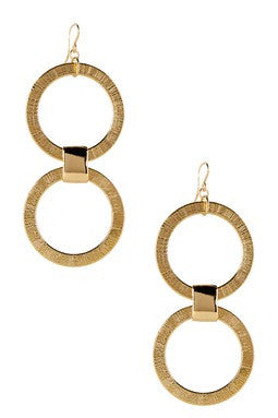 Textured Double Hoop Dangle Earrings