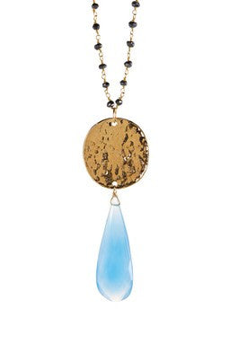 Blue Quartz & Spinel Long Pendant Necklace