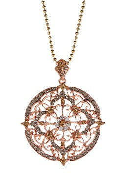 Two-Tone CZ Filigree Pendant Necklace