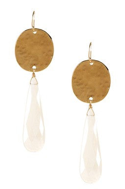 White Quartz Briolette Dangle Earrings