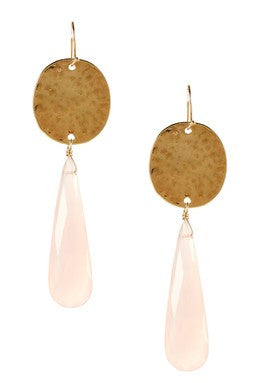 Hammered Rose Quartz Briolette Dangle Earrings