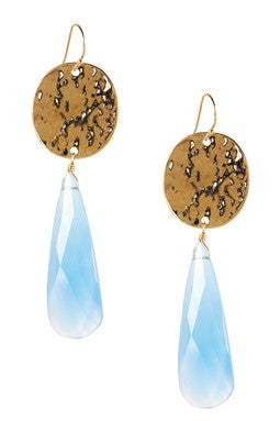 Hammered Blue Quartz Briolette Dangle Earrings