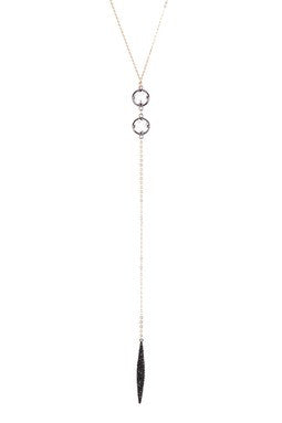 Enamel & CZ Long Drop Pendant Necklace