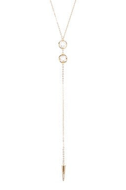 Enamel & CZ Charm Long Spike Drop Necklace