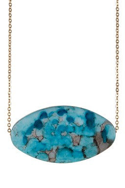 Blue Shell Oval Pendant Necklace