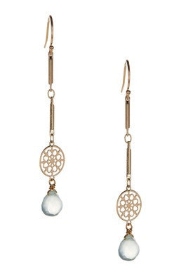 Disc & Quartz Drop Earrings