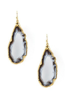 Black & Brown Geode Slice Earrings