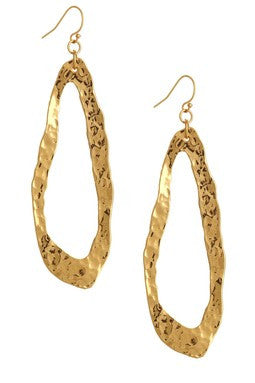 Hammered Long Oval Earrings