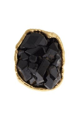 Rough Black Garnet Ring