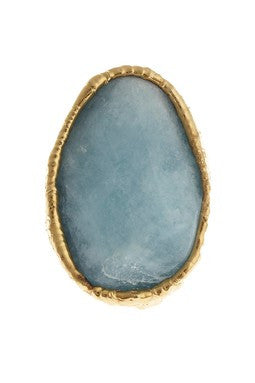 Polished Aquamarine Nugget Ring