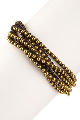 Brass Beaded & Macrame Multi-Strand Bracelet