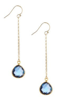 London Blue Hydroquartz Teardrop Chain Earrings