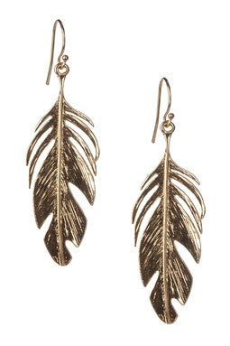 Gold Feather Earrings