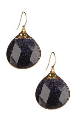 Blue Goldstone Teardrop Earrings