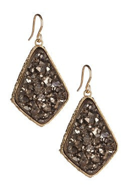 Platinum Druzy Kite Earrings