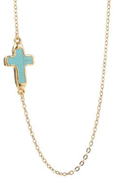 Turquoise Cross Pendant Necklace