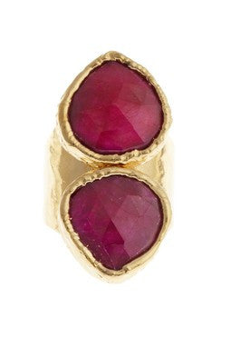 Double Teardrop Ruby Ring