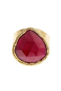 Faceted Ruby Teardrop Ring